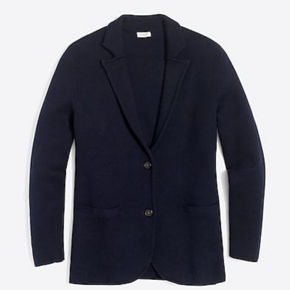J. Crew Sweater Button Up Blazer In Navy Blue Cotton Size XS Women's - Picture 1 of 9